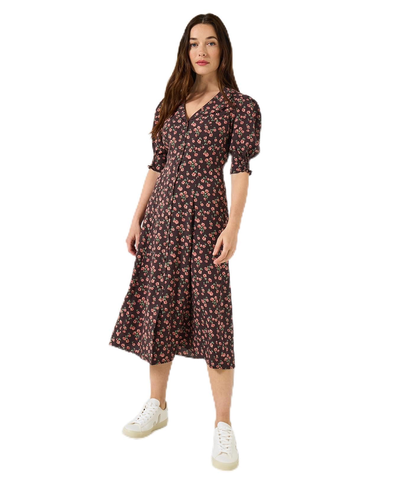 Joe Browns Women's Autumn Floral Vintage Tea Dress, Regular, Mocha, UK 8