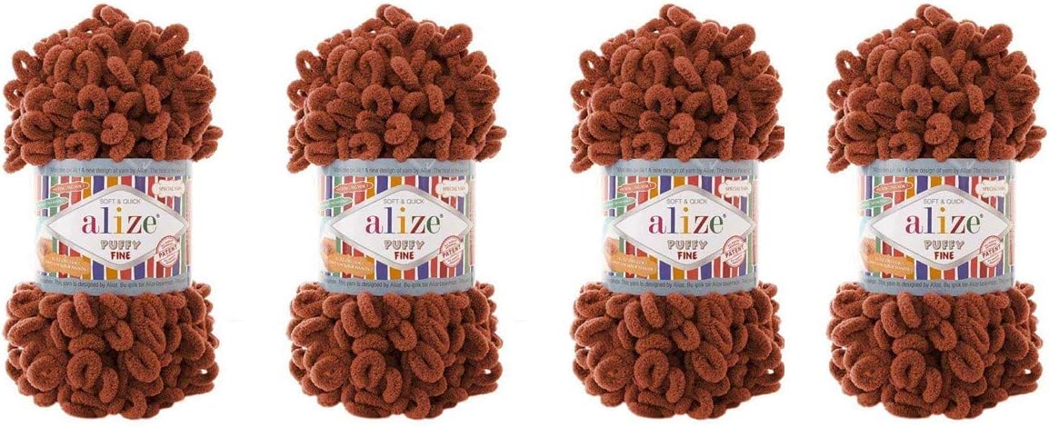 Alize Puffy Fine Baby Blanket Small Loop 100% Micropolyester Soft Yarn Lot of 4skn 400gr 64yds (90)