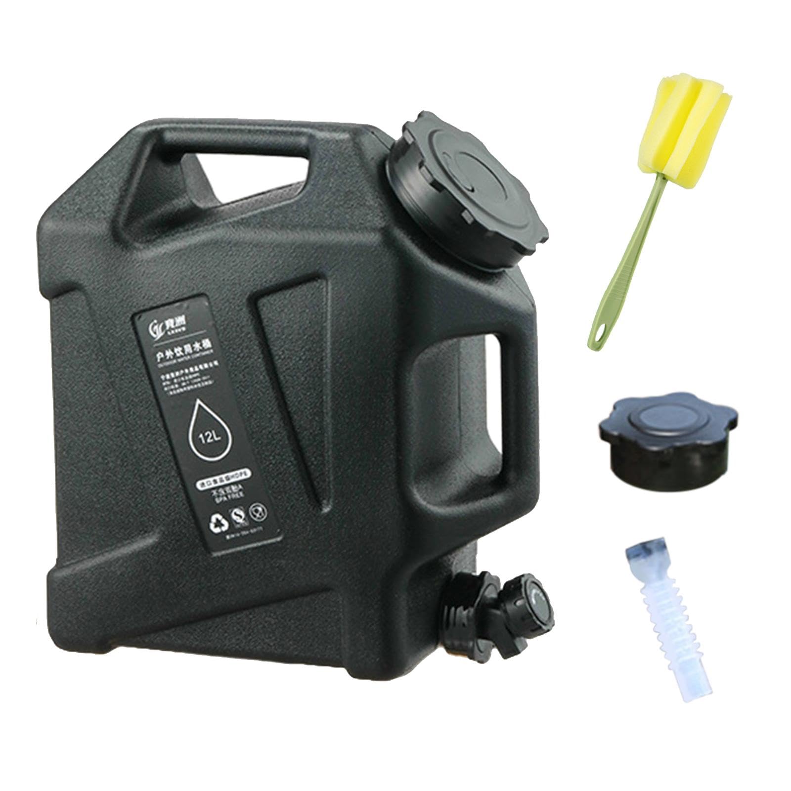 Récipient à Eau, Bidon d'eau avec Robinet, Jerrican de Stockage d'eau Portable, Seau à Eau pour La Pêche, Les Urgences, Le Camping, La Vaissel, Noir