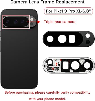 Pixel 9 Pro XL バックガラス交換用 Google Pixel 9 Pro XL 5G リアバックカバー ガラスハウジングドア カメラレンズ付き、テープとツールキットをインストール済みPixel 9/9 Pro用ではありません-オブシディアン