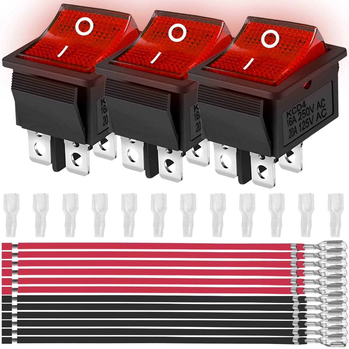 Amazon.co.jp: MKBKLLJY 3PCS ロッカートグルスイッチ AC 16A 250V/20A