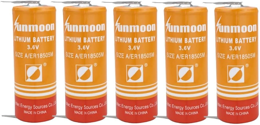 (5-Pack ER18505M 3.6V 3200mAh Non-Rechargeable Lithium Battery ER18505H (with Soldering Feet)