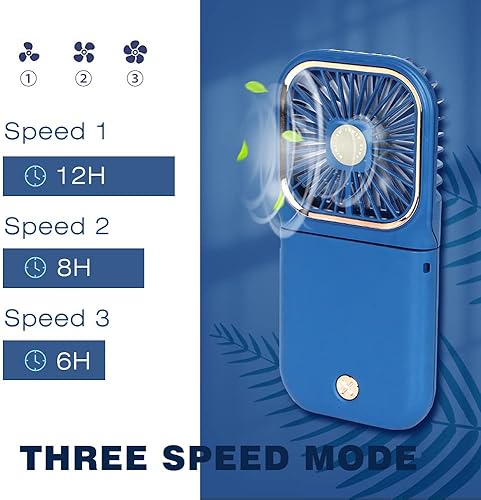 Miniatura 5 de Mini ventilador portátil 5 en 1 con banco de energía, soporte para teléfono, ventilador de mano y de escritorio, recargable por USB, banco de