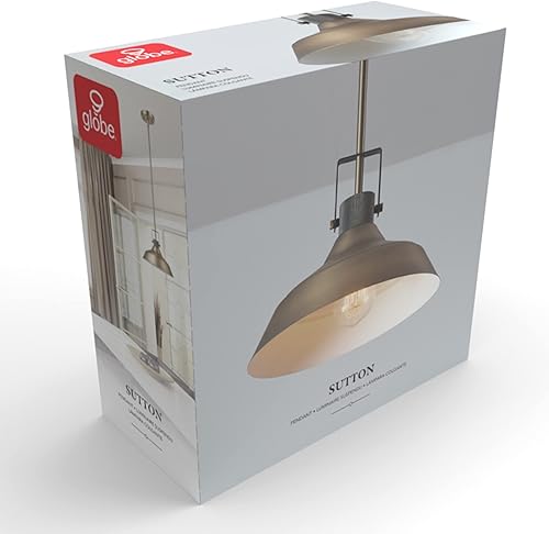 Miniatura 10 de GLOBE Electric 65475 Lámpara colgante de 1 luz, latón mate, enchufe texturizado, accesorio de comedor, iluminación de isla de cocina, luz colgante