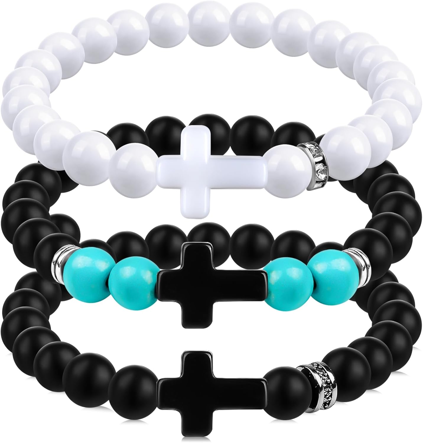 ZMLTLMG 3Pcs Silicone Cross Bracelet, 3 Color Sports