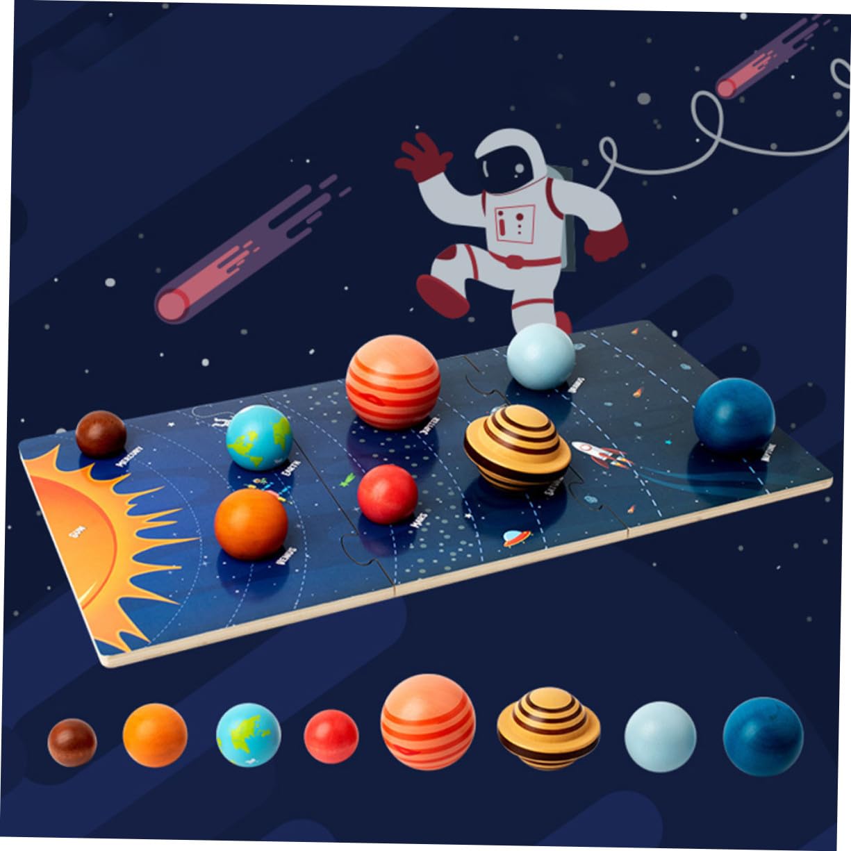 Juego Educativo de Rompecabezas Espaciales de Madera 8 Planetas Montessori para Niños, Mejora la Memoria y Aprendizaje del Sistema Solar