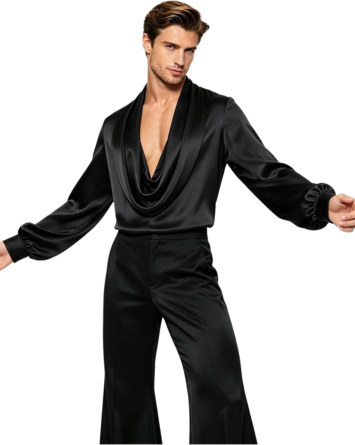 Men Dress Shirt Latin Dance Leotard Training Shirt