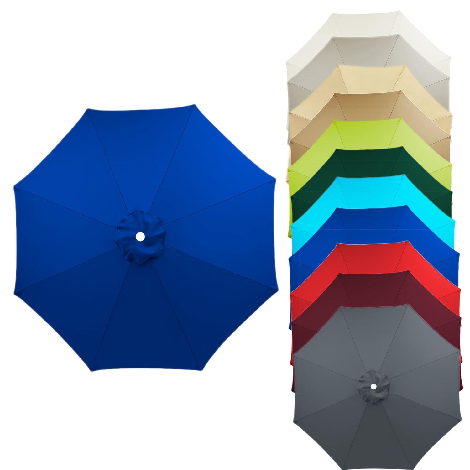 Patio umbrella Replacement Canopy Sun Umbrella Replacement Cloth 6 Arms/8 Arms Garden Parasol Replacement Fabric 2.7M/2.7M/3.0M Replacement Parasol Cover, Market Table Umbrella Canopy Fade Resistant (