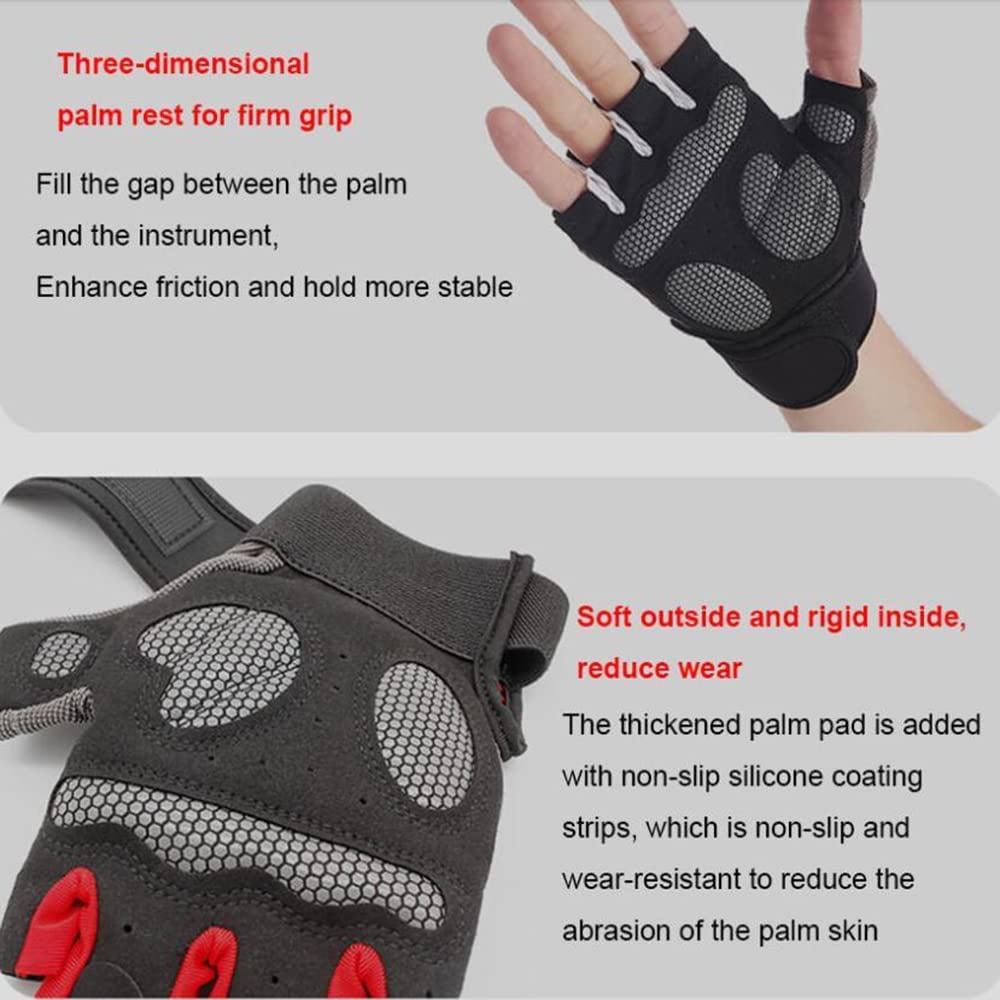 Guantes de gimnasio Culturismo Deportes Fitness Entrenamiento con mancuernas Guantes transpirables para entrenamiento de levantamiento de pesas (Color: O, Tamaño: XL) (Azul Verde Rojo Blanco M)