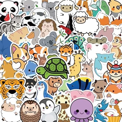 50Pcs Waterproof Animal Stickers for Kids Cover