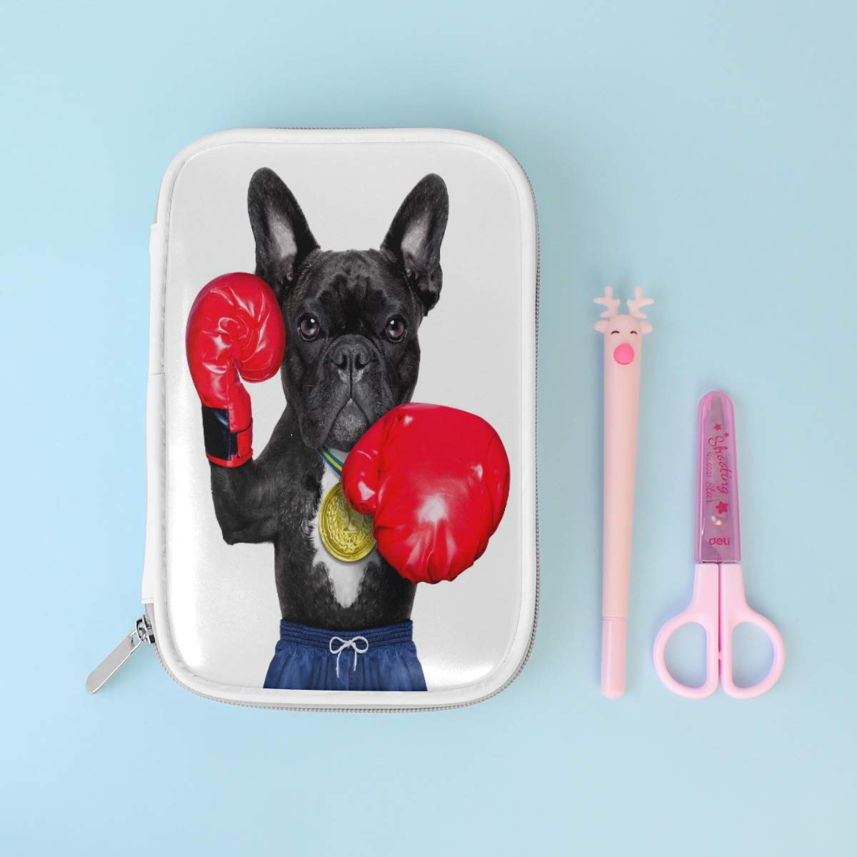 Biyejit Federmäppchen Mit Mops-Motiv – Für Schule, Reisen, Als Kosmetiktasche, 21,6x10,9 Cm