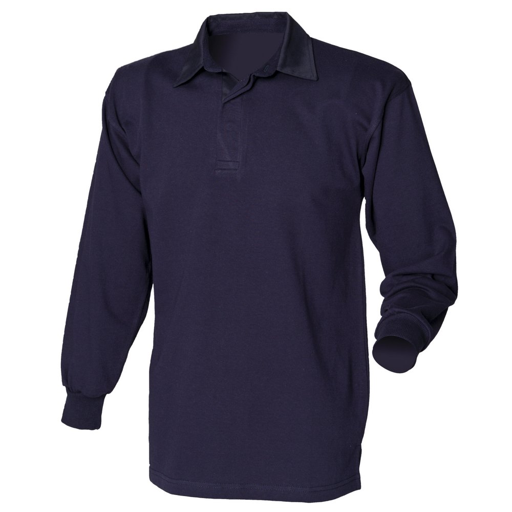Front Row Long sleeve plain rugby shirt Navy/ Navy M