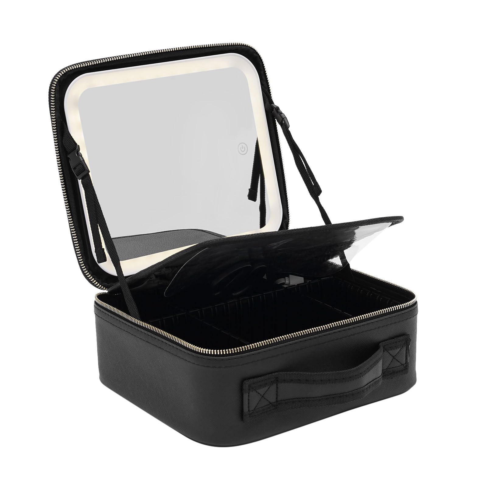 Kosmetische Tasche mit großem beleuchteten Spiegel Trennbare Make-up-Tasche Professionelle Make-up-Tasche mit Make-up-Spiegel Toilettentasche Organiser mit kosmetischem Spiegel für unterwegs