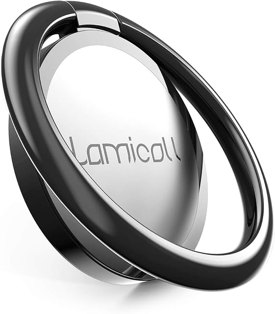 Cell Phone Ring Holder, Lamicall Finger Ring Stand - Universal Phone Cradle Kickstand, for iPhone 17 16 15 14 13 12 11 Pro Max, Galaxy S25 S24 S23 S22 S21 S20, All Android Smartphone, Black