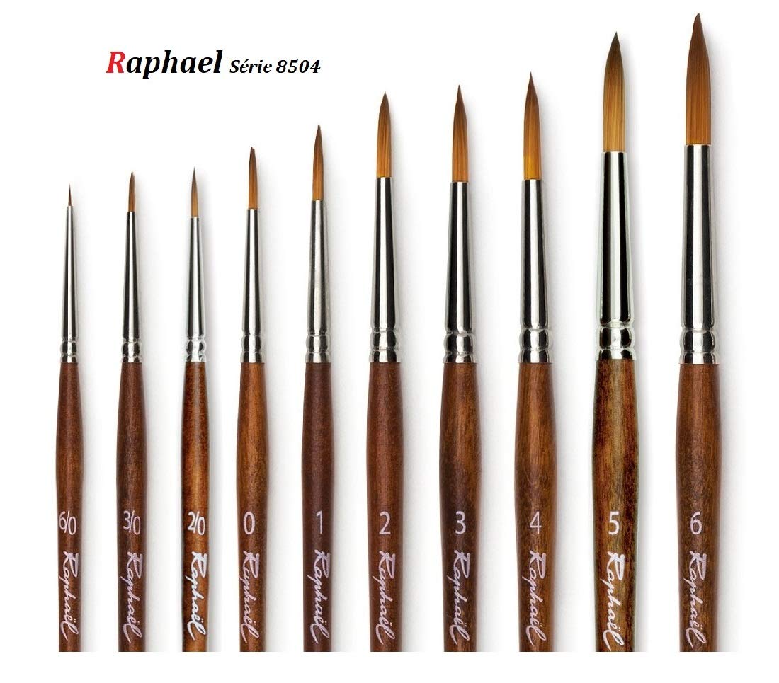 Pinceau Raphael Série 8504 MARTRE IMTATION Sable, Set 4 pcs 6/0, 3/0, 2/0,0. (Raphael France)