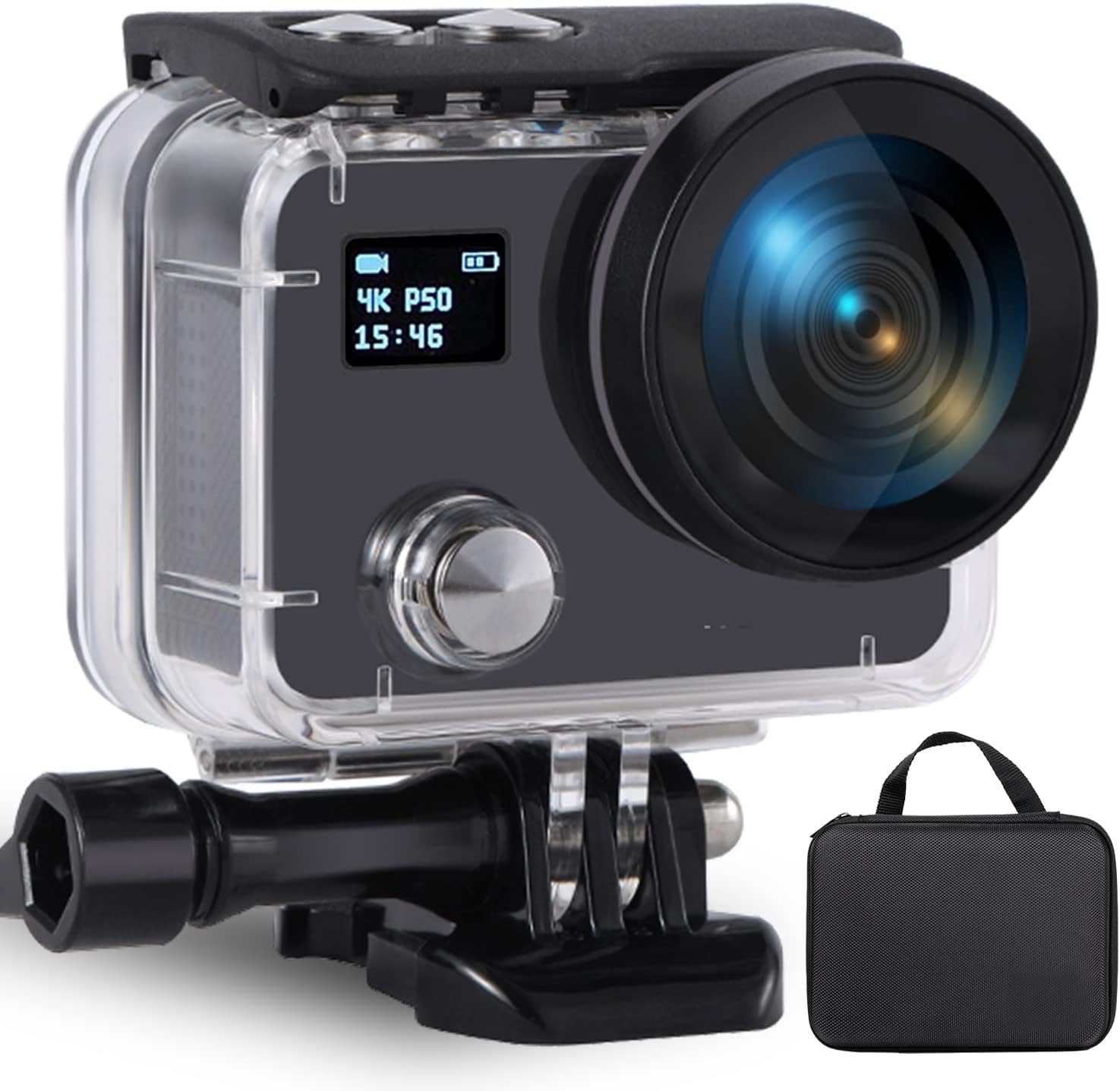 Xilecam Caméra Sport 4K WiFi Double écran Action Cam 4*Zoom étanche