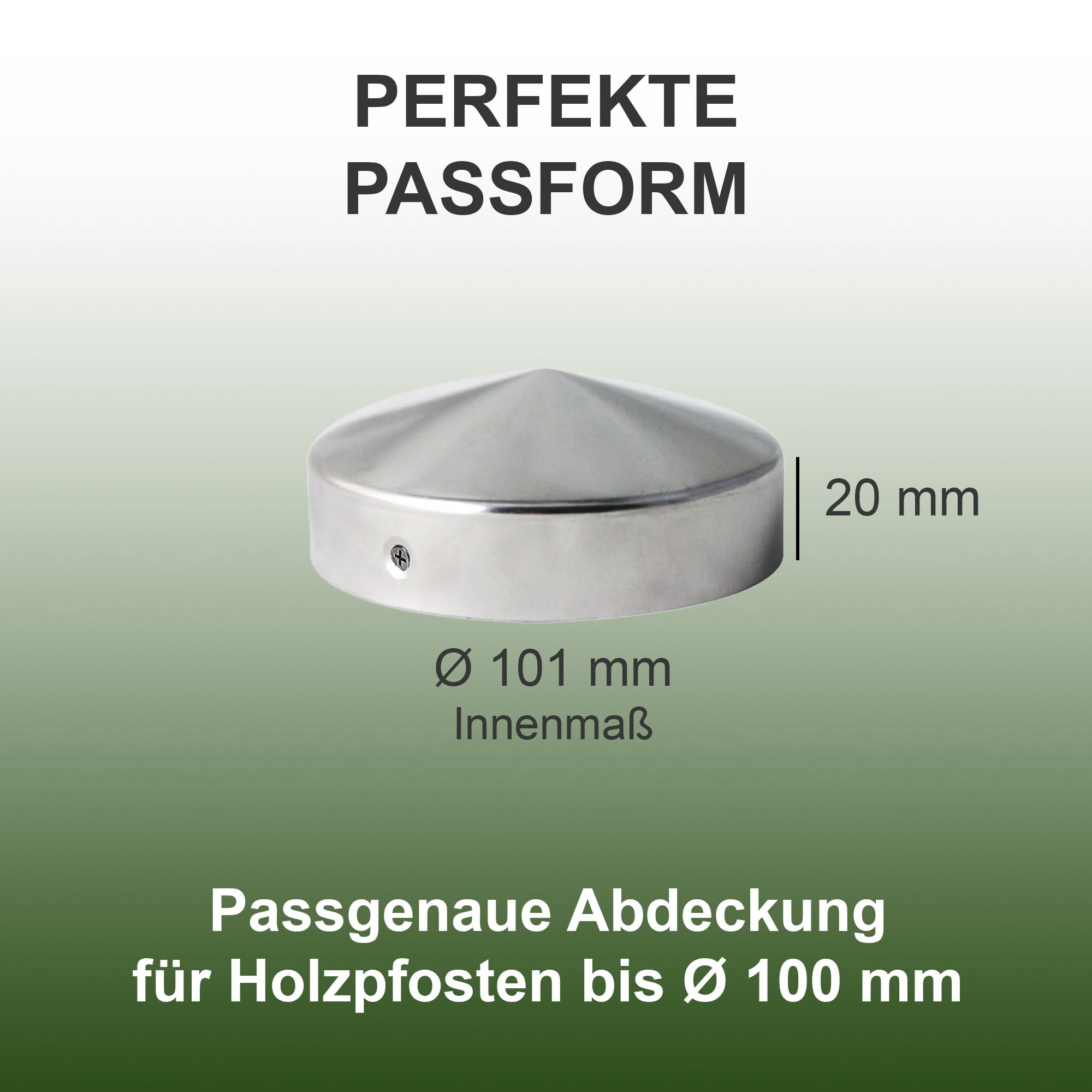 H2i - 10 tappi rotondi per pali di recinzione, zincati, rotondi, dimensioni: Ø 101 mm/Ø 121 mm (Ø 101 mm)