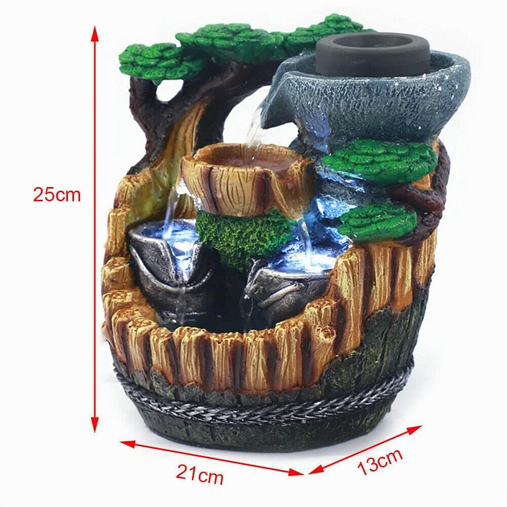 Fontaine de jardin à LED pour terrasse ou terrasse - En cascade - Effet pierre - Décoration Feng Shui Zen - 21 x 13 x 25 cm