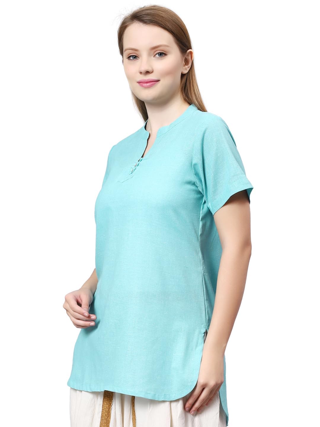 SNITCH Solid Cotton Linen Kurta Suitable for Lounge wear Casual wear Fusion wear in neutral