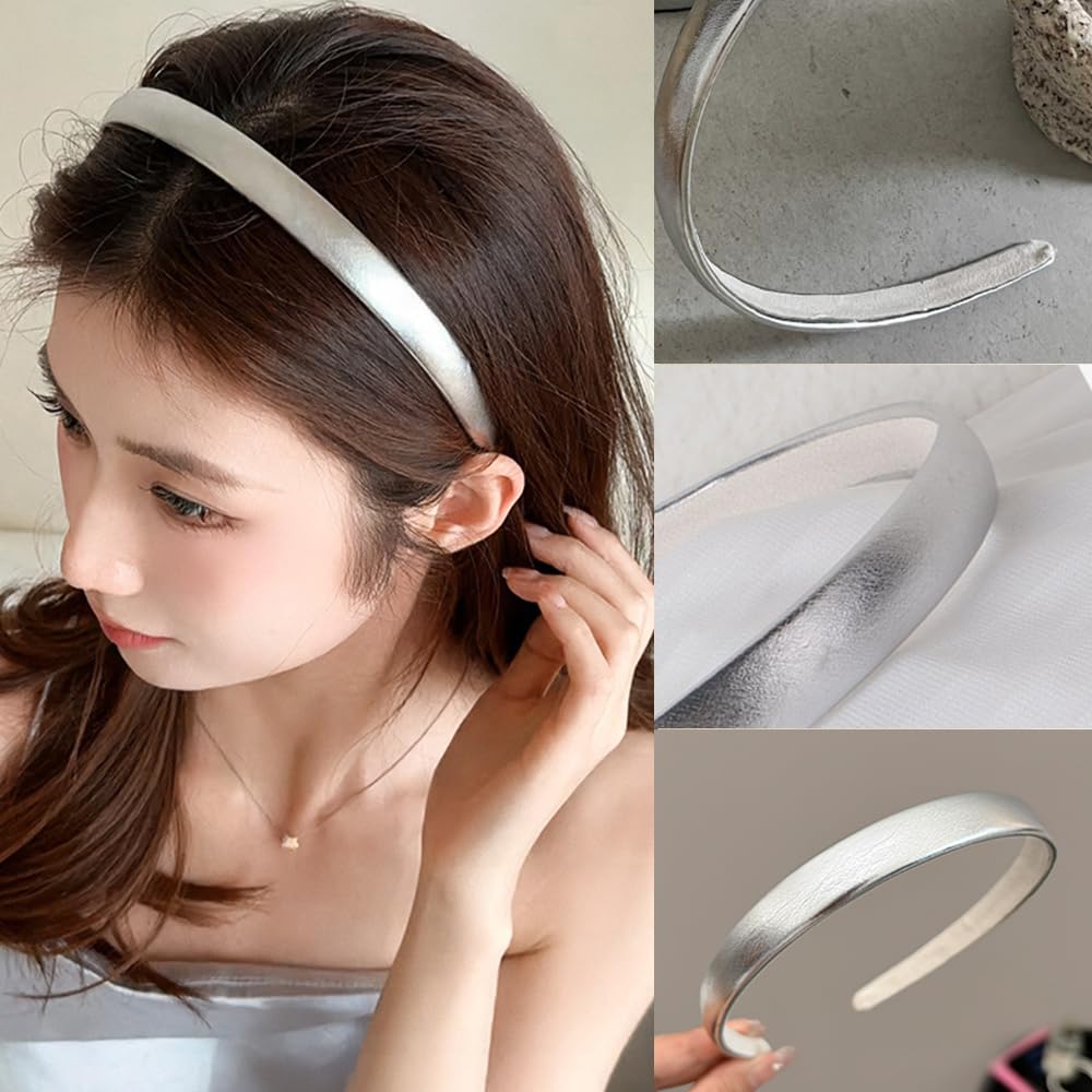 Amazon.com : Silver Headband for Women - Thin Satin Hair 