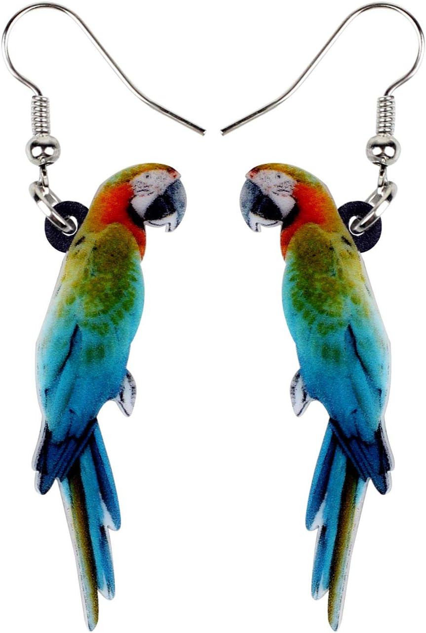 Bonsny Acrylic Drop Dangle Sweet Parrot Bird Earrings Jewelry For Women Kids Gift Charms accessories