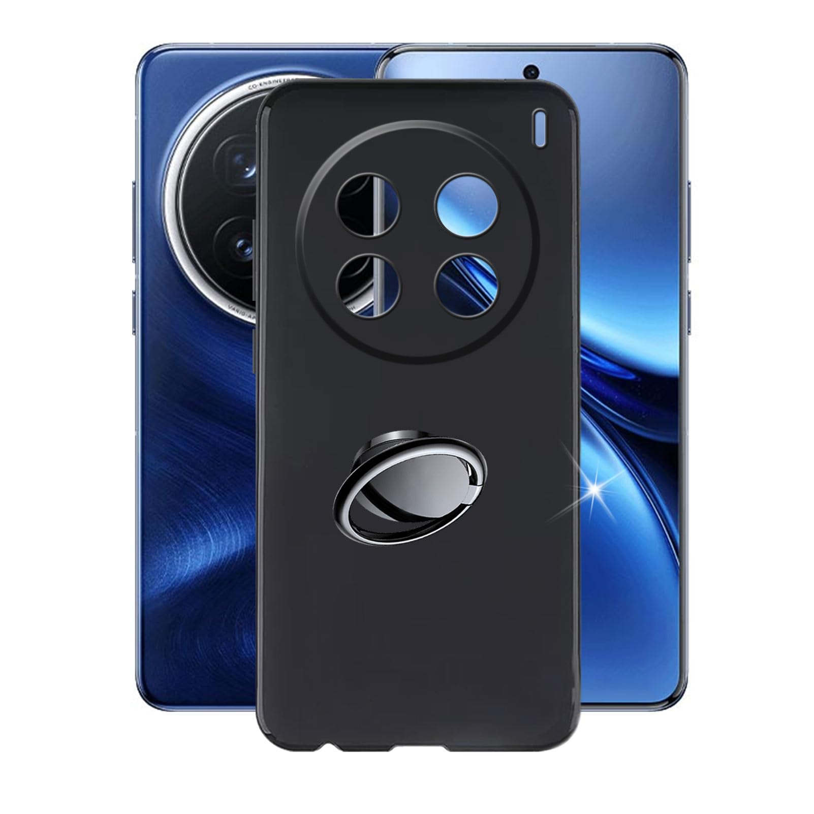 for Vivo X200 Pro V2405A, V2405DA Case with [360° Rotation Ring Kickstand], Anti-Scratch Soft Silicone Phone Case for Vivo X200 Pro V2405A, V2405DA,