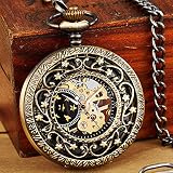 Hollow Mechanical Pocket Watch Steampunk Pendent Chains Gold Skeleton Hand-Winding Fob Watch Men Wom