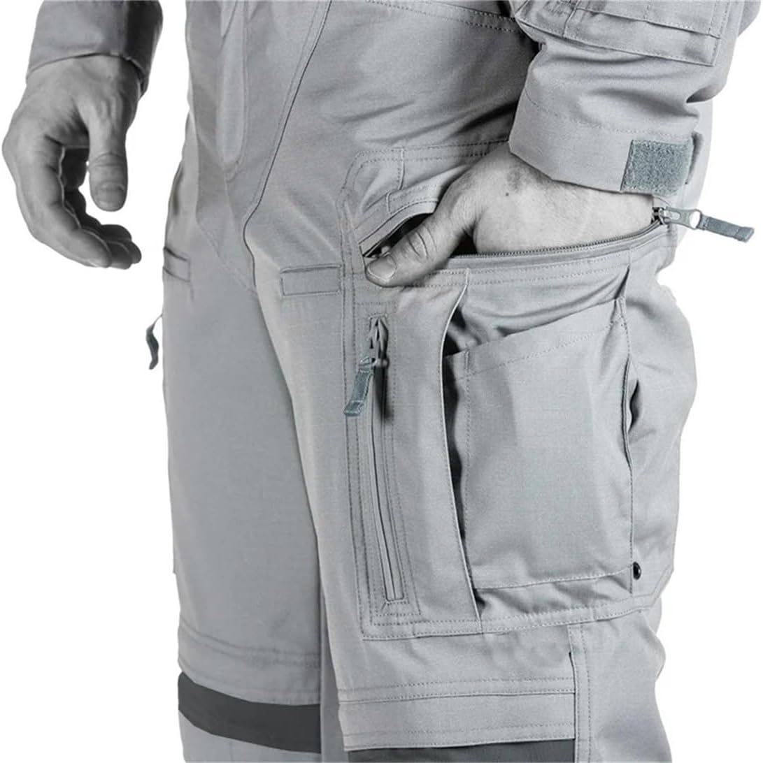 Men Lightweight Tactical Pants Military Cargo Pants Hiking Camping Pants with Multi Pockets No Belt