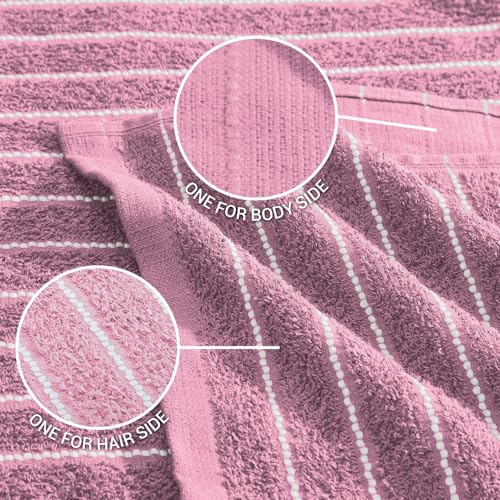 Image of Welspun 2-in-1 Towels for Bath Large Size | 100% Cotton Bath Towel | 250 GSM | High Absorbency & Quick Dry | Soft Feel | Bath Towel for Men & Women | 70 x 150 cm | Parfait Pink