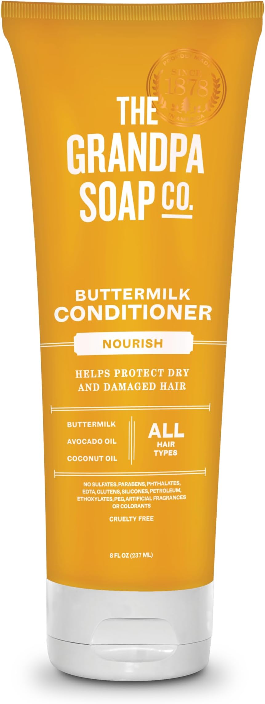 Buttermilk Conditioner - Nourishing Formula to Help Strengthen and Hydrate Hair, With Coconut Oil & Silk Protein, Sulfates and Parabens Free, 8 Fl Oz