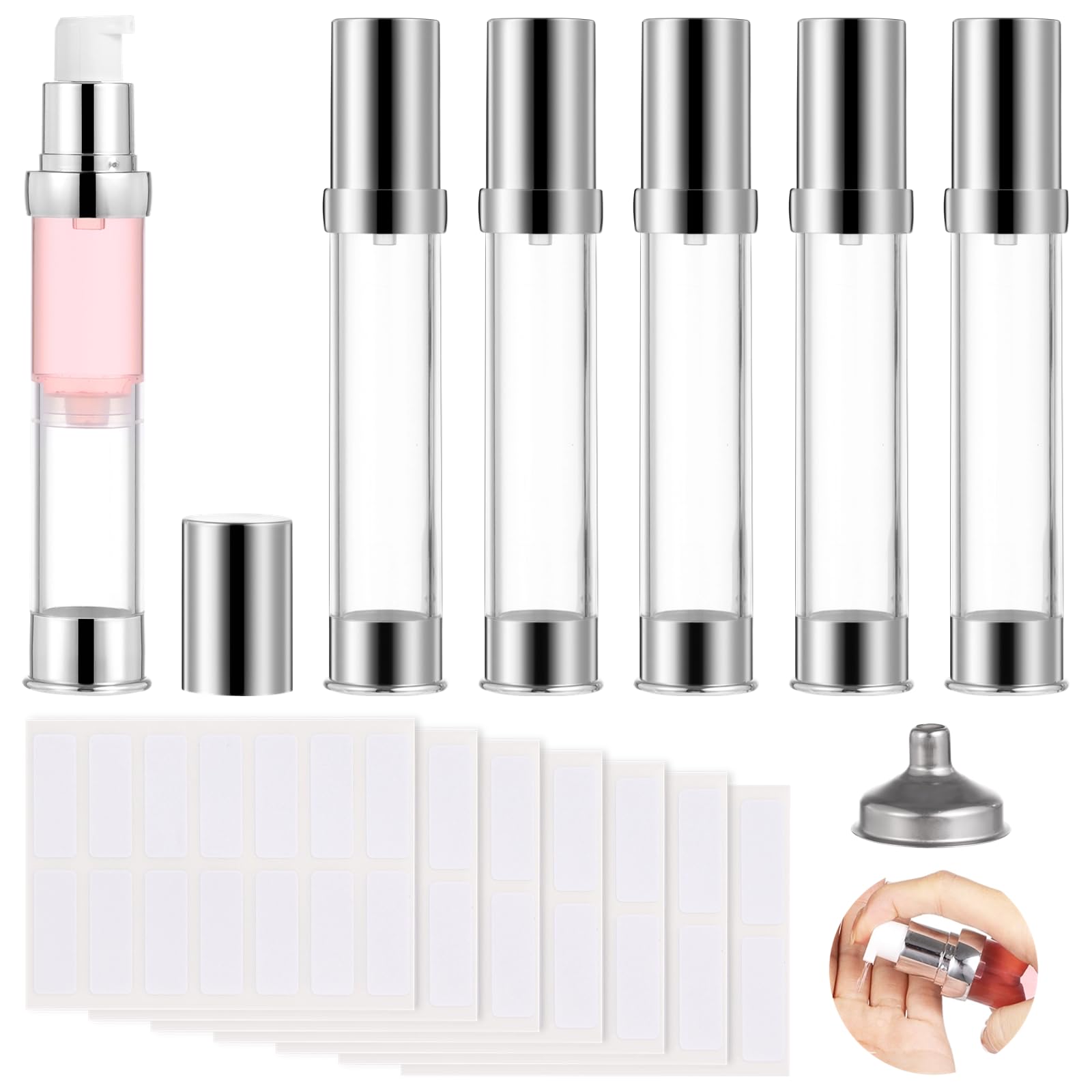 Amazon.com: Tideme 1oz Airless Pump Bottles,6 PCS Refillable Cosmetic ...