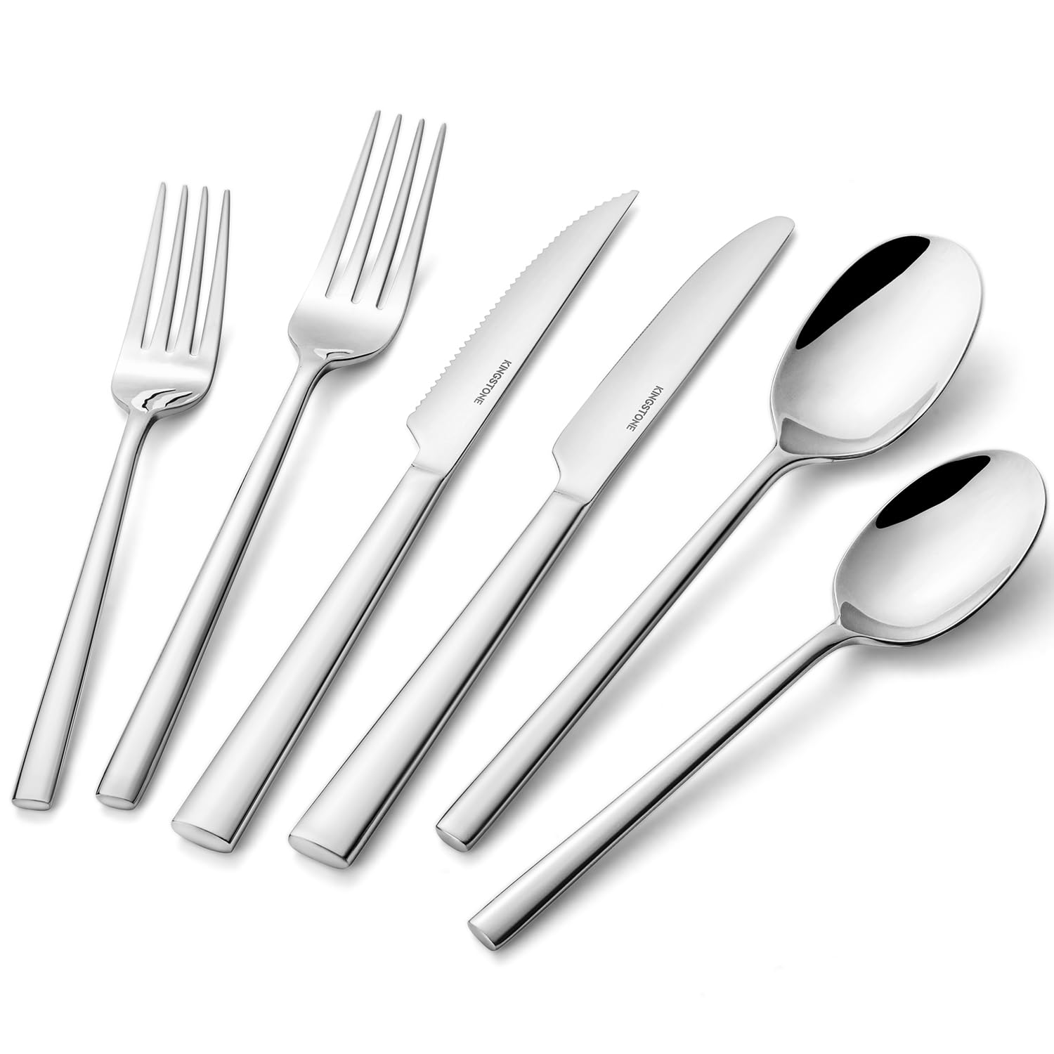 Photo 1 of KINGSTONE Silverware Set with Steak Knives, 36-Piece Forged Flatware Set Cutlery Set Premium Stainless Steel, Service for 6, for Kitchen, Home, Wedding, Party, Mirror Polished and Dishwasher Safe