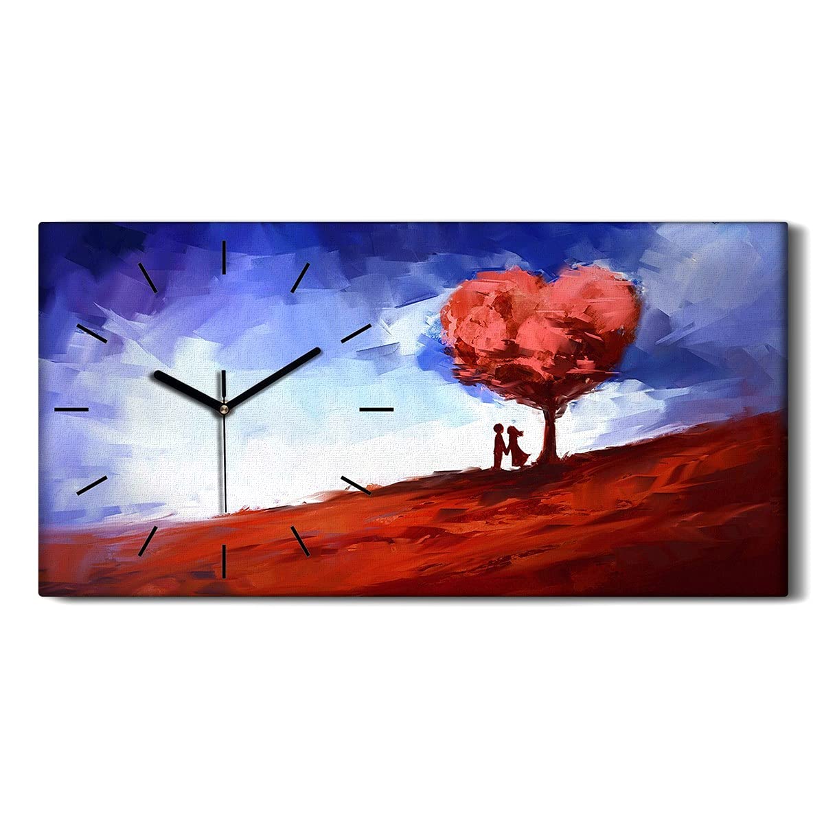Horloge sur toile cadeau couple arbre de coeur décoration romantique