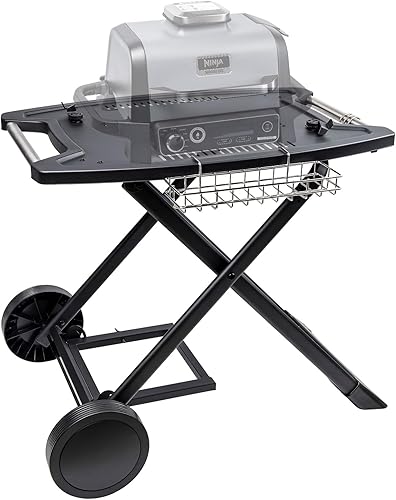 Miniatura 6 de Portable Grill Cart for Weber Q Series Gas Grills and Ninja Woodfire Grill OG700 Series, Portable Grill Stand for Weber Q1200, Q1000, Q2200, Q2000,