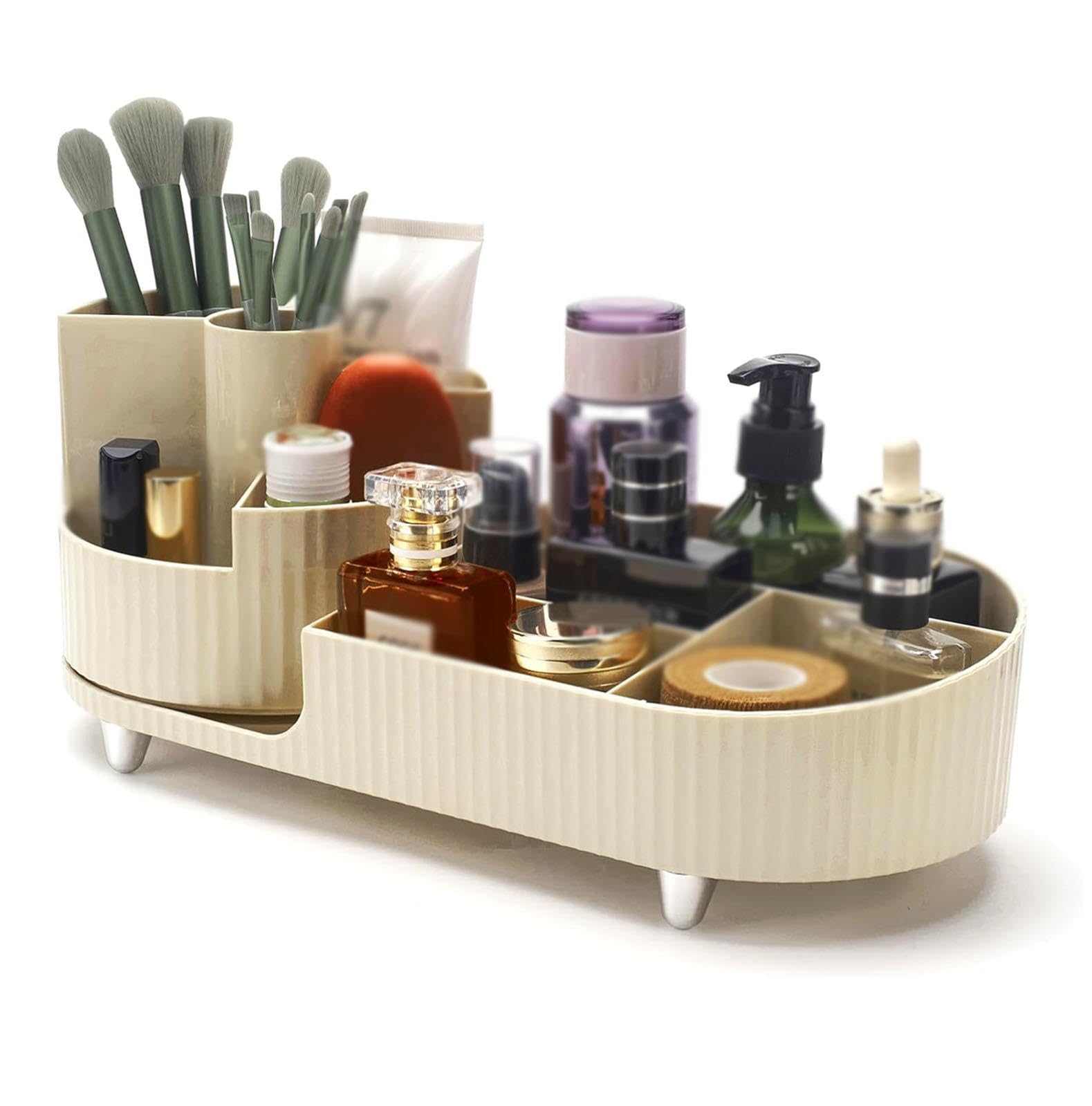 Organizador de Maquillaje y Almacenamiento Para Tocador, Vitrinas de Cosméticos de Gran Capacidad con Organizador Giratorio Para Brochas de Maquillaje, Accesorios Para El Cabello, Lápiz Labial,A