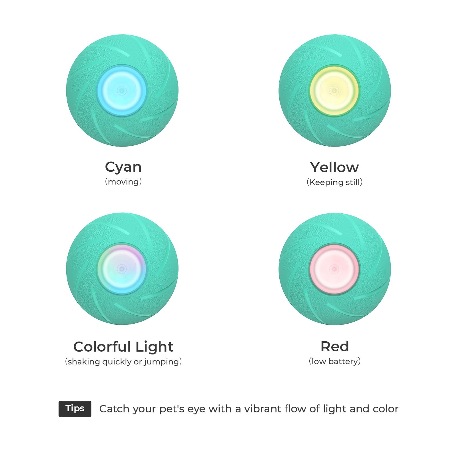 Juguetes interactivos para perros, Wicked Ball PE, 3 modos interactivos, juguete de goma mejorado con luces LED para perros medianos y grandes, juguete de estimulación de perros activado por