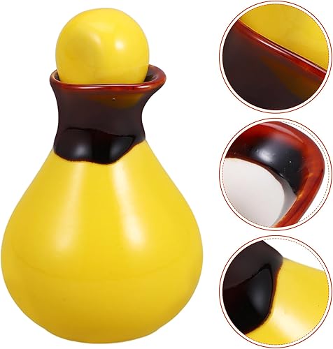Miniatura 6 de Olla dispensadora de aceite esencial de cerámica amarilla para salón de belleza y spa vertedor de salsa de soja y contenedor de condimentos
