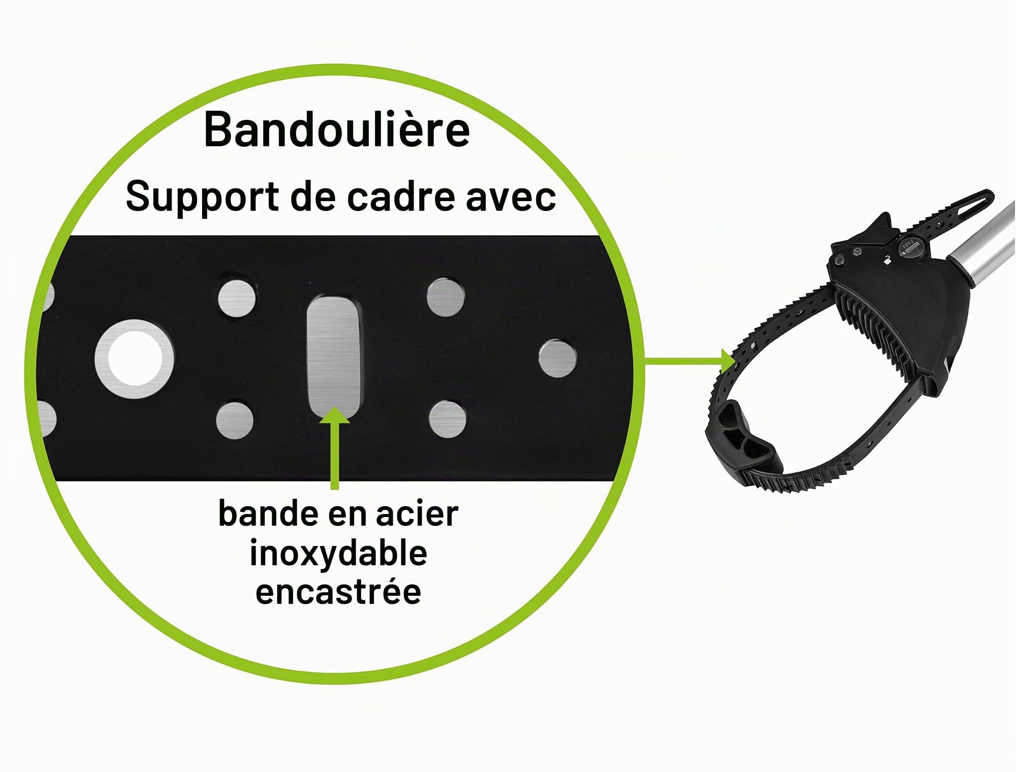 EUFAB 11248 Support de Cadre à Sangle réglable 40 cm, Noir/argenté