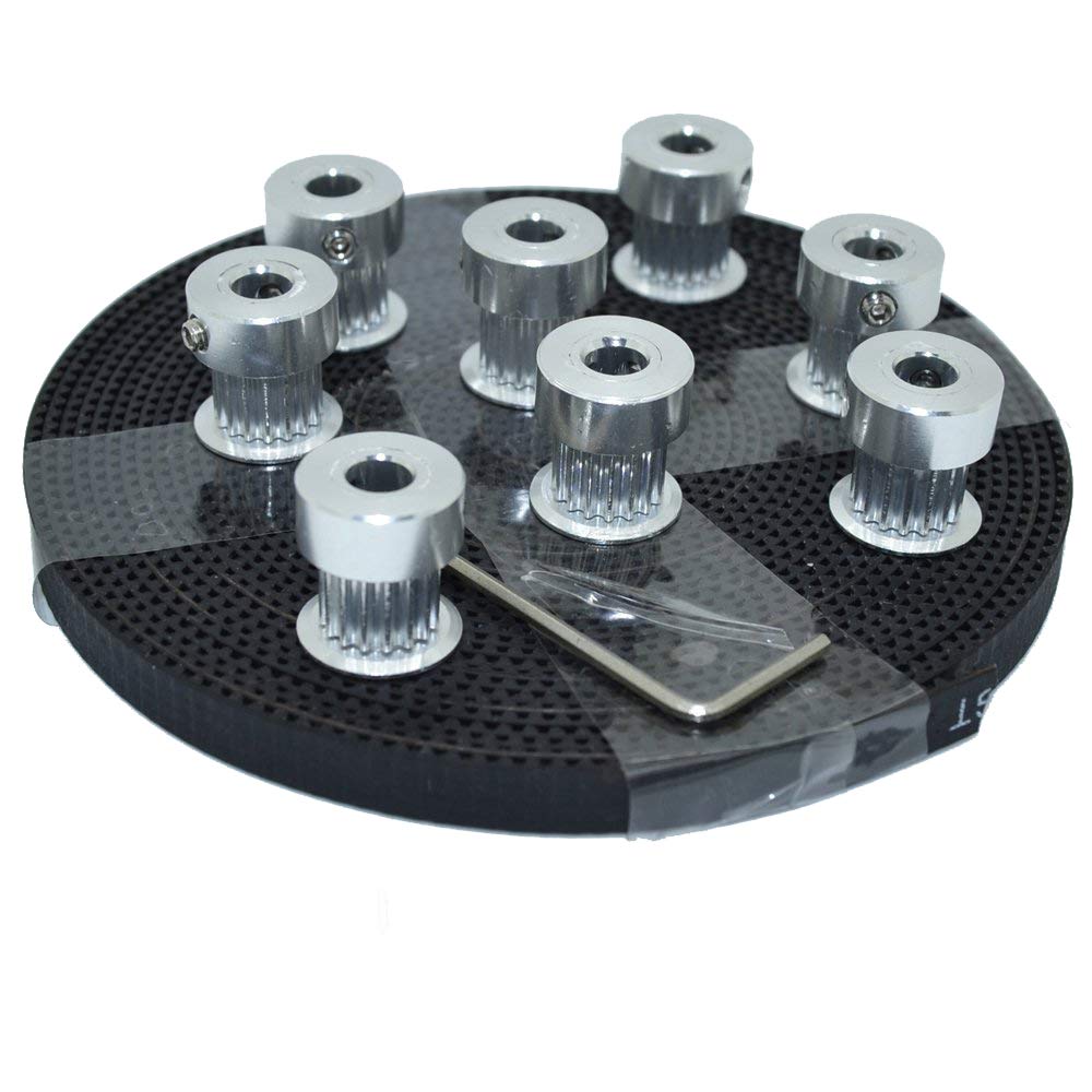 Pnzxi 8pcs 2GT 16 Teeth 5mm Bore Timing Pulley+ 5 Meters Rubber GT2 6mm Timing Belt for 3D Printer