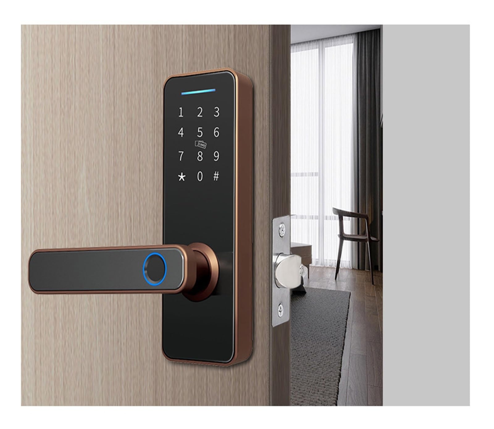 serrure connectée Serrure biométrique intelligente à empreintes digitales, serrures de porte d'entrée sans clé for porte d'entrée, for bureau, appartement, Garage digitale(Svart)