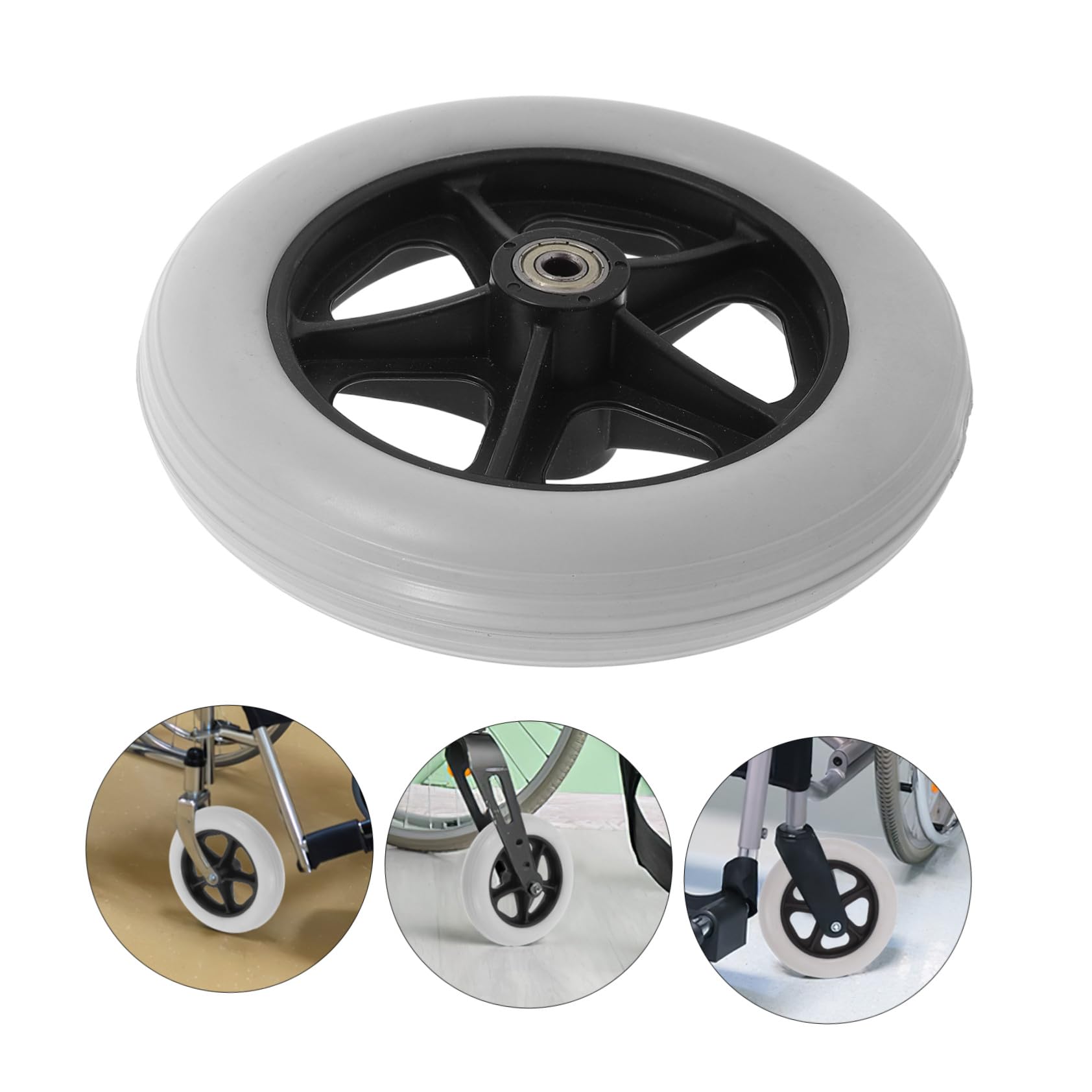 2 Stück Vordere Lenkrollen PVC für Rollator und Einkaufswagen Wartungsfreie Vollgummiräder Einfache Montage Verbesserte Manövrierfähigkeit Kompatibel mit Drive walker und