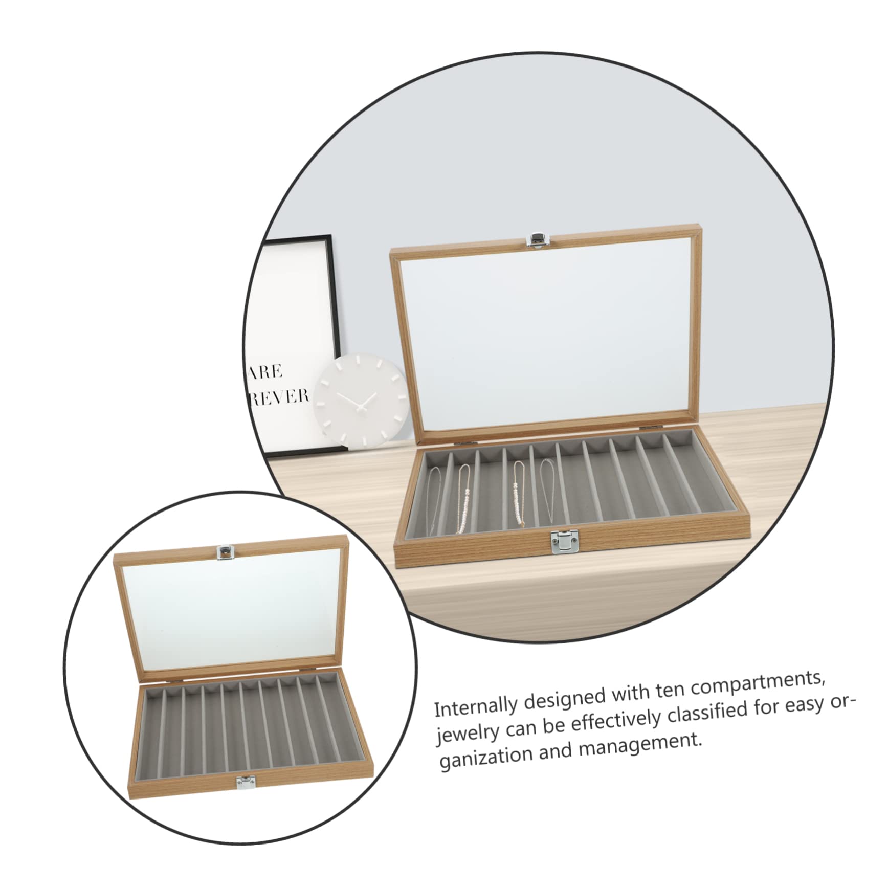 KOMBIUDA Caja De Almacenamiento De Joyas Transparente Expositor Para Collares y Pulseras Organizador De Anillos Tapa Para Exhibición De Joyería