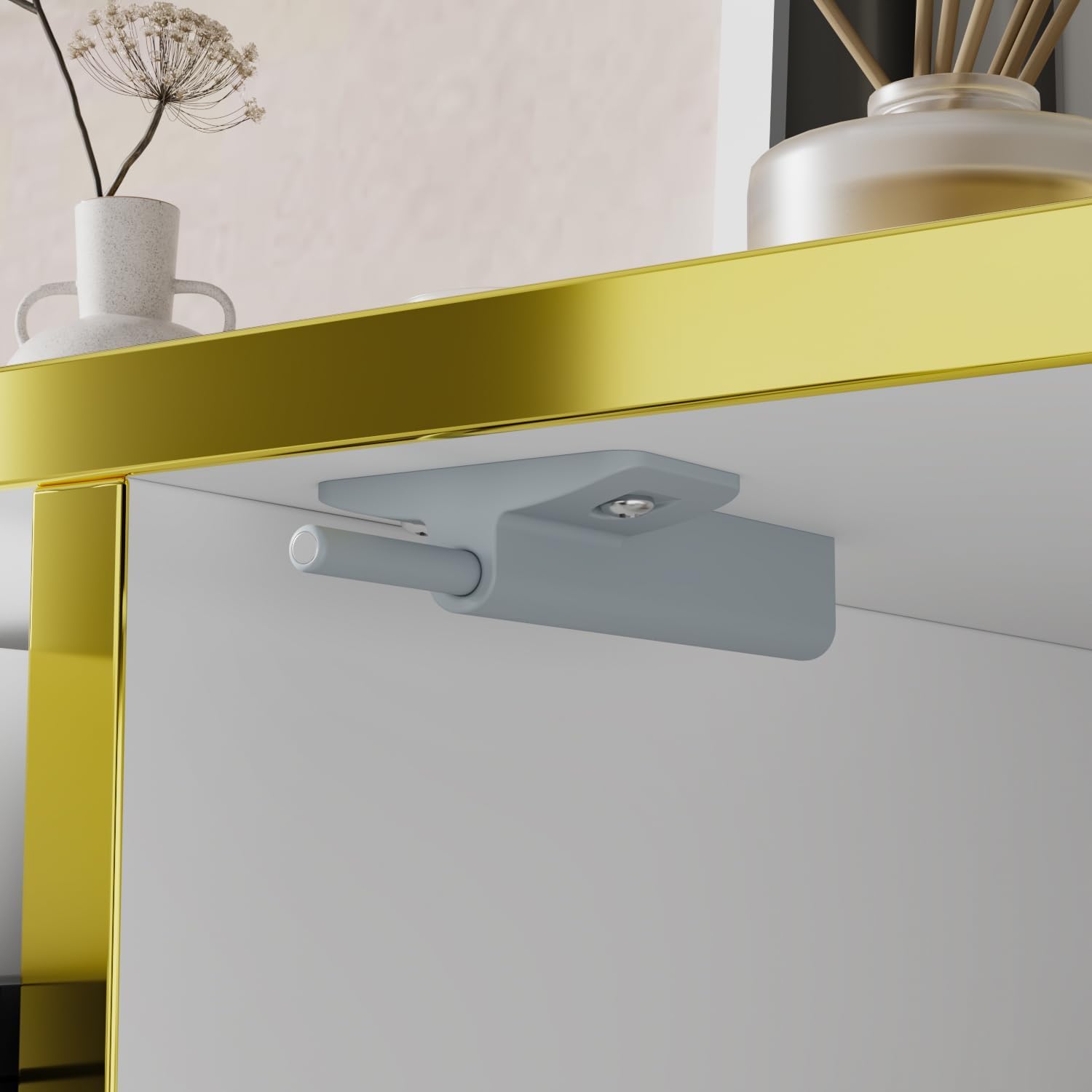 Hitow Large Kitchen Buffet Cabinet Storage Sideboard with Adjustable Shelves, 63" W Sideboard Coffee Bar with Drawer & Pop-up Doors, Console Table for Dining Room Living Room, White & Gold Type B