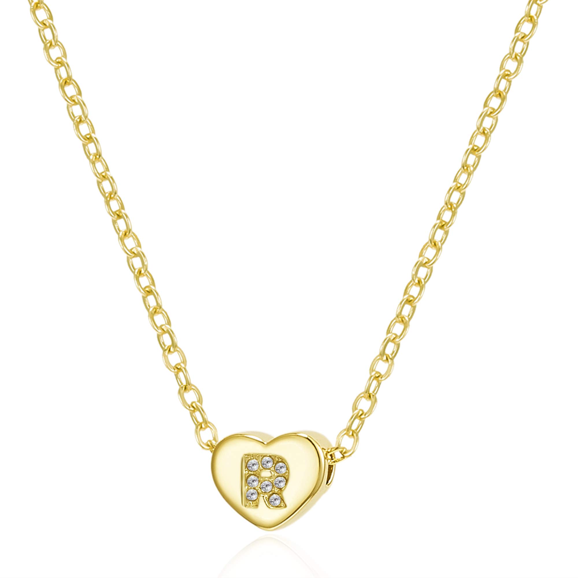 RINHOO FRIENDSHIPRINHOO FRIENDSHIP Tiny heart Initial Necklaces 14K Gold Plated Letter Necklace A-Z Layered Gold Chain Necklace Pendant Choker Necklaces for Women Girls