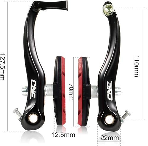 Miniatura 2 de CNC Juego de frenos en V, Frenos de tracción lineal V para rueda delanteratrasera, brazo largo 4.331 in, negro..