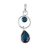 SHYAAN JEWELS Natural LONDON BLUE TOPAZ Gemstone Pendant Necklace, Pendant’s Size 1.80