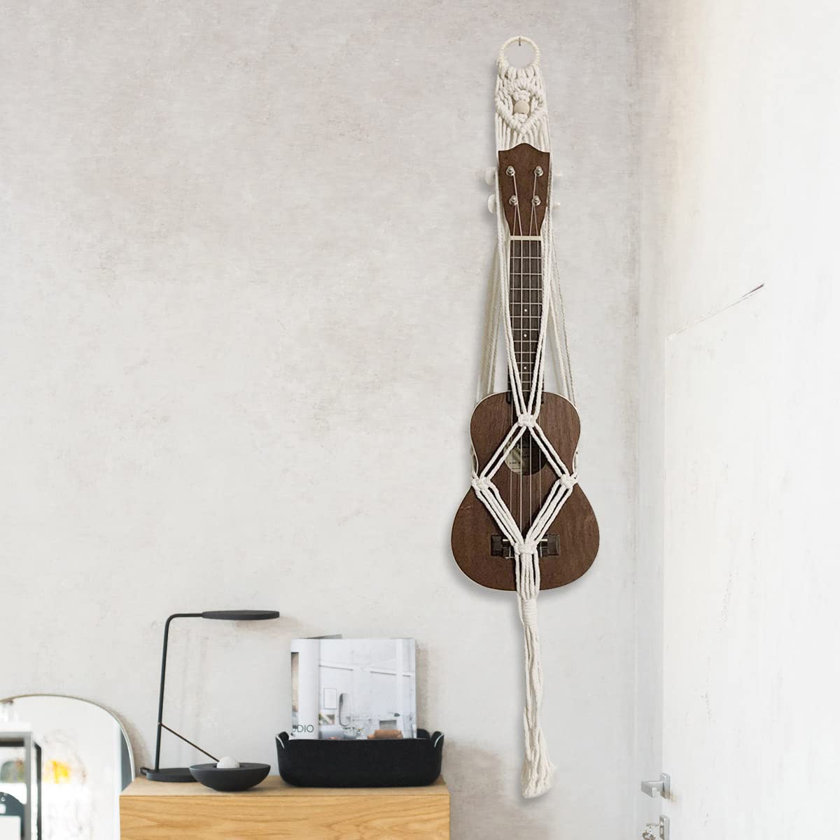 Weißer Ukulele-Aufhänger Dekor Gitarre Wandaufhänger Ukulele Fall Alternative Kit (geeignet für 53,3 cm)