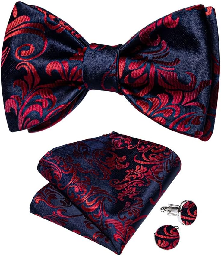 HBJWOV Jaquard Men Bowties Wedding Retro Bow Ties For Groom Self-tie Bowtie Butterflynot Pocket Square Cufflinks