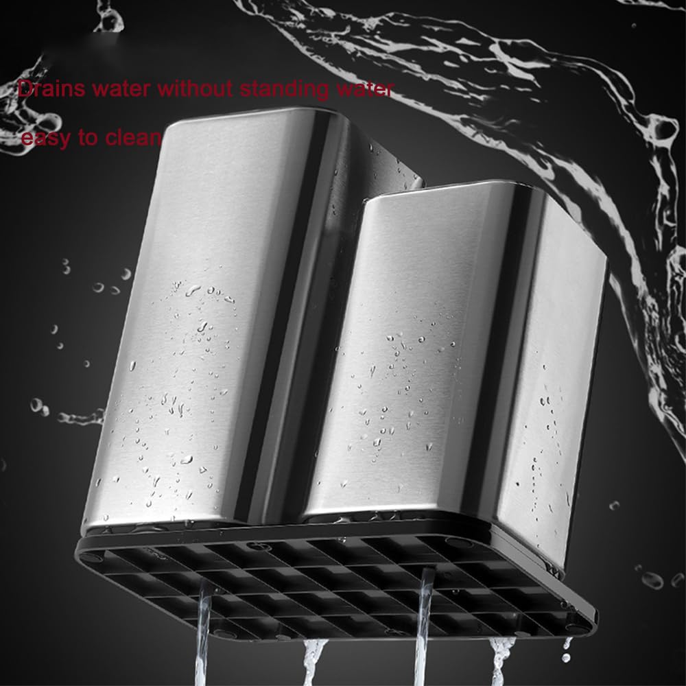 2 en 1 Bloque de, Soporte Cuchillos Cocina, Porta Cuchillos Universal, Cuchillero para Cocina Sin Cuchillo, Portacuchillas con Ranura Extraíble y Orificio de Drenaje