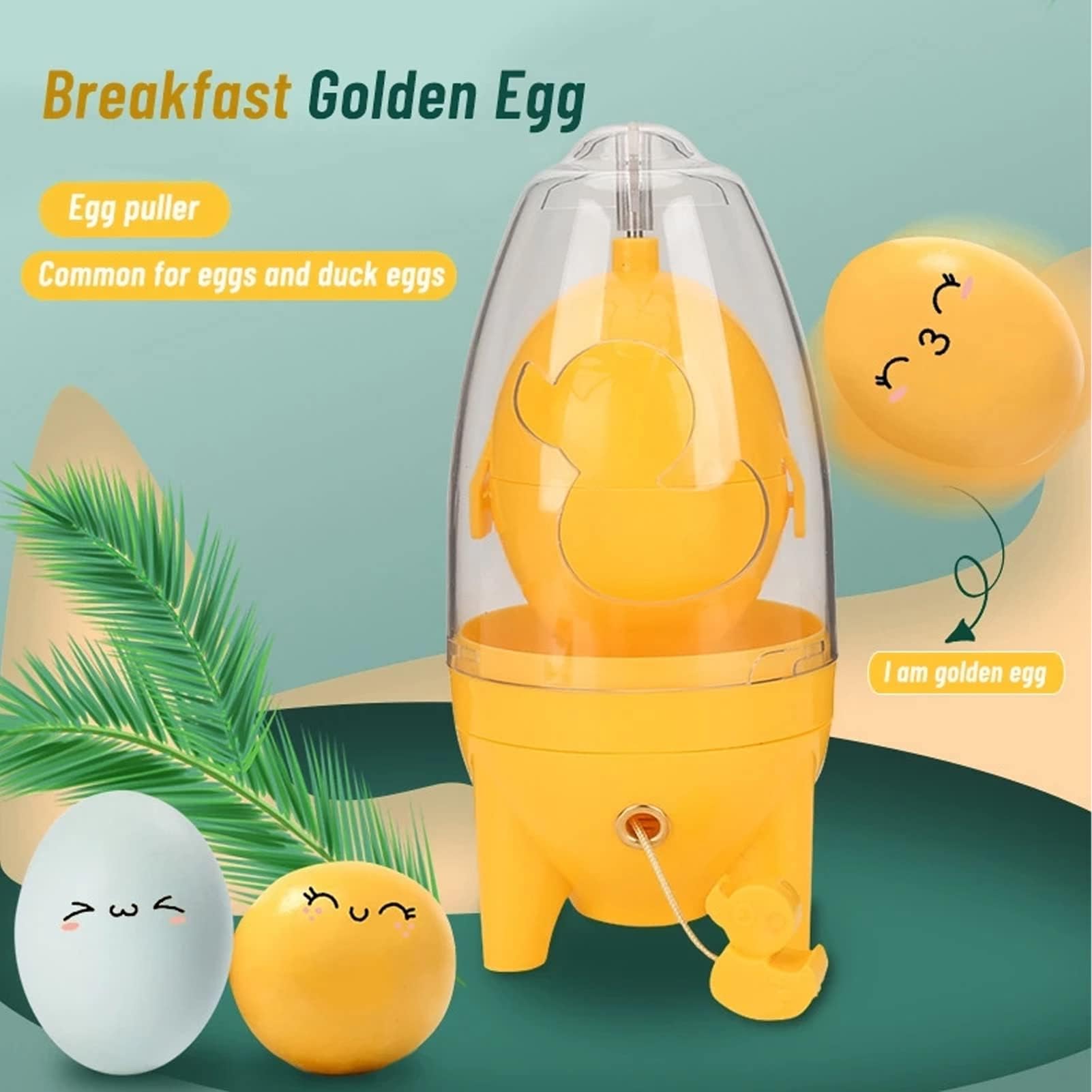 Batidora de Huevos, Mezcladora Manual de Huevos, Batidora de Yema de Huevo con Almohadilla de Silicona para Hacer Huevos Dorados(Amarillo)